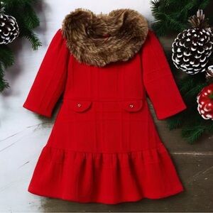 Janie and Jack Red Formal Dress with Faux Fur Collar